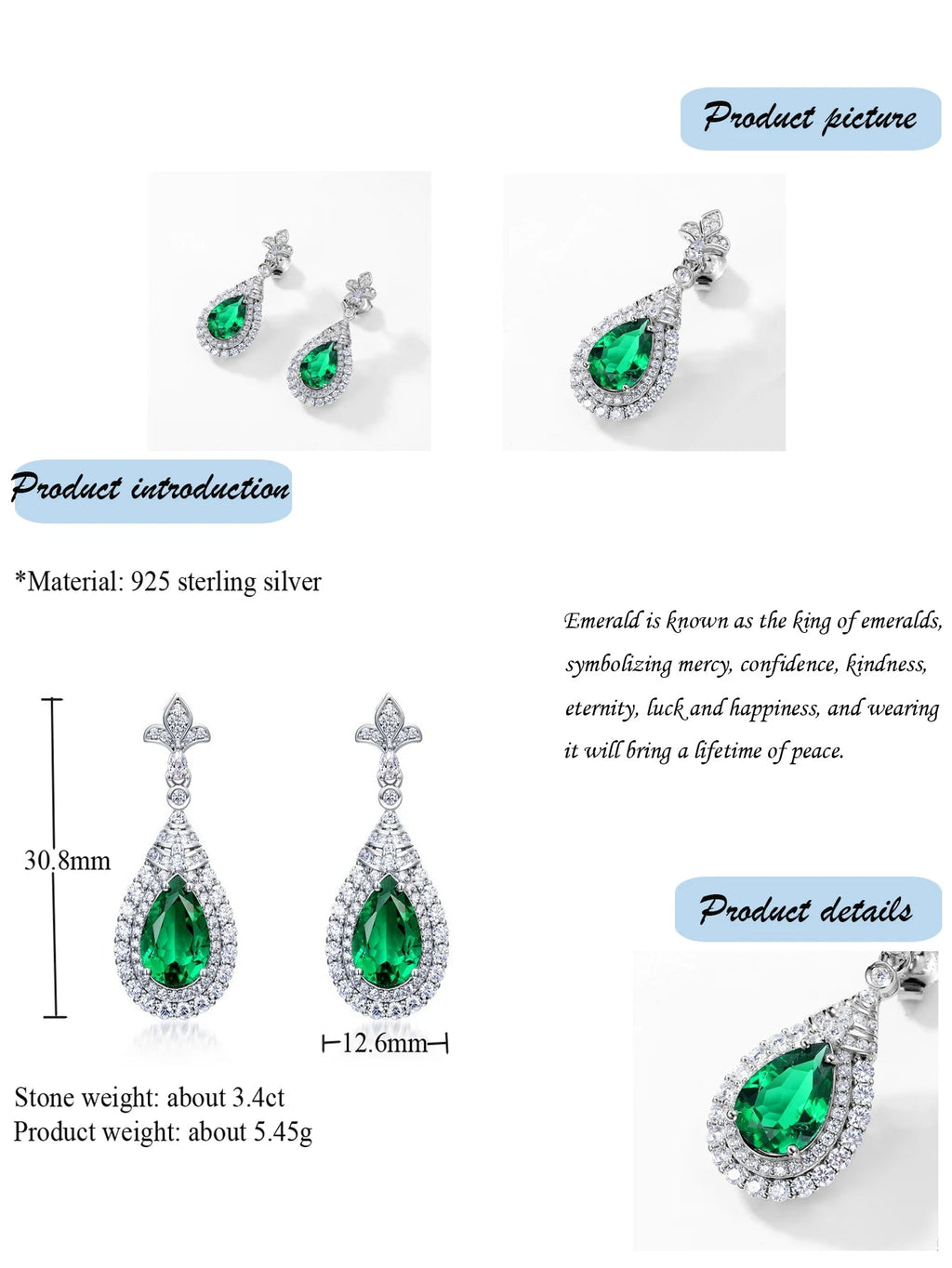 7 Carat Emerald Earring