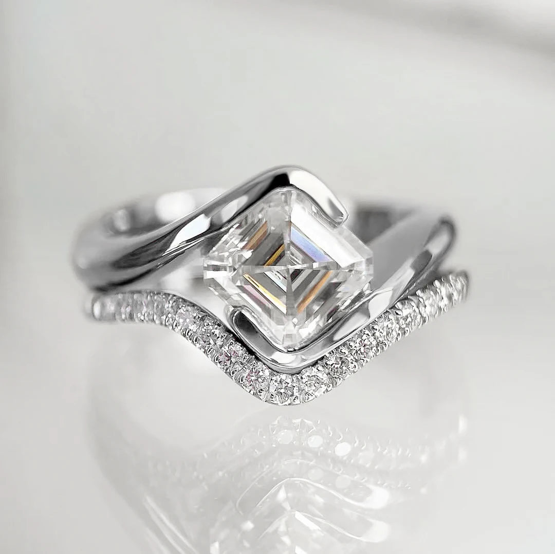 Asscher Cut Moissanite Ring