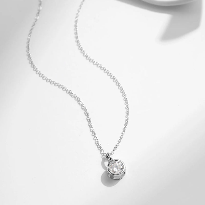 1 Carat D Color Round Bezel Setting Moissanite Pendant