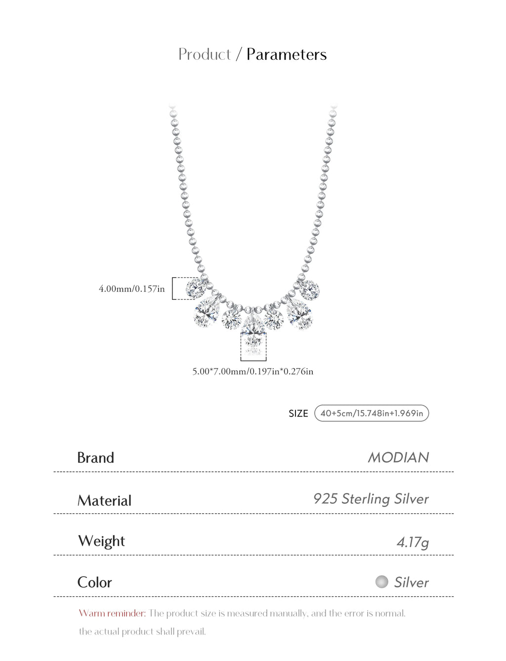 Collier en zircone poire scintillante 
