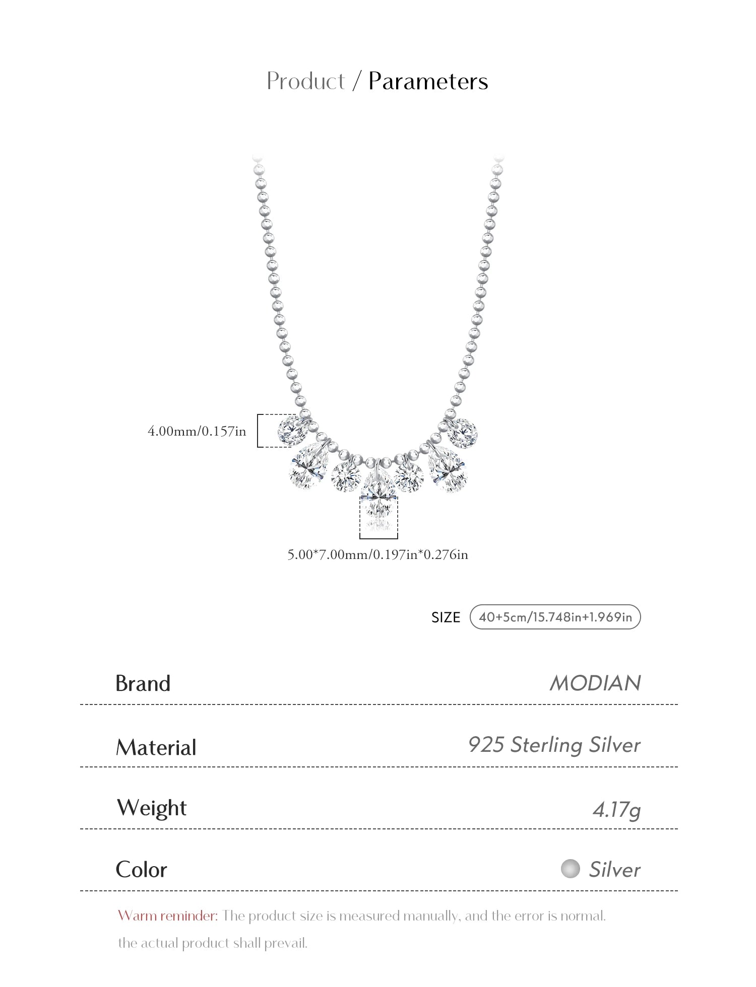 Collier en zircone poire scintillante 