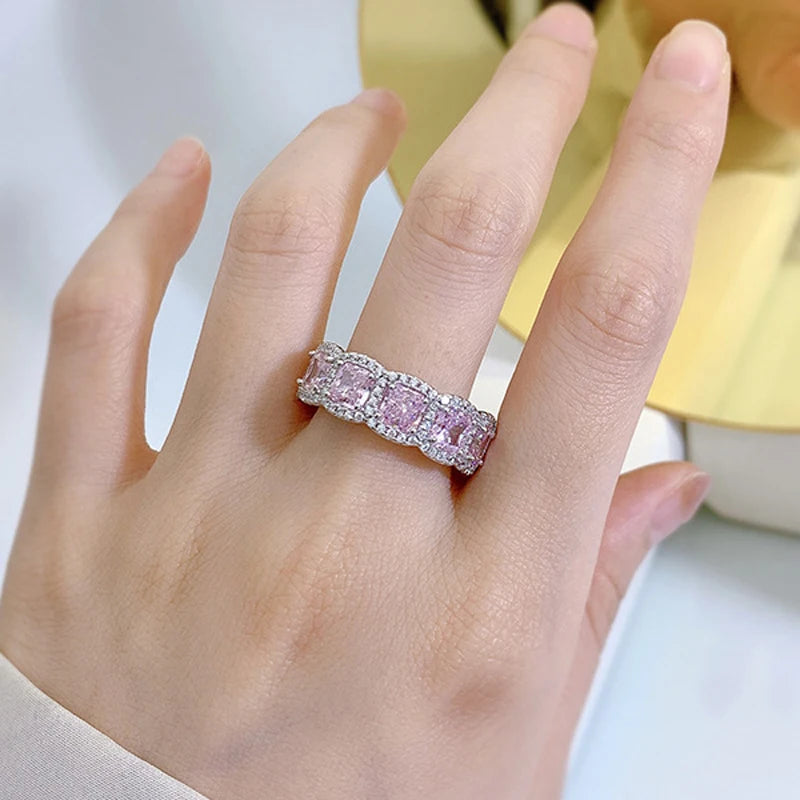 Silver Sparkling 5*5mm Square Yellow Pink White