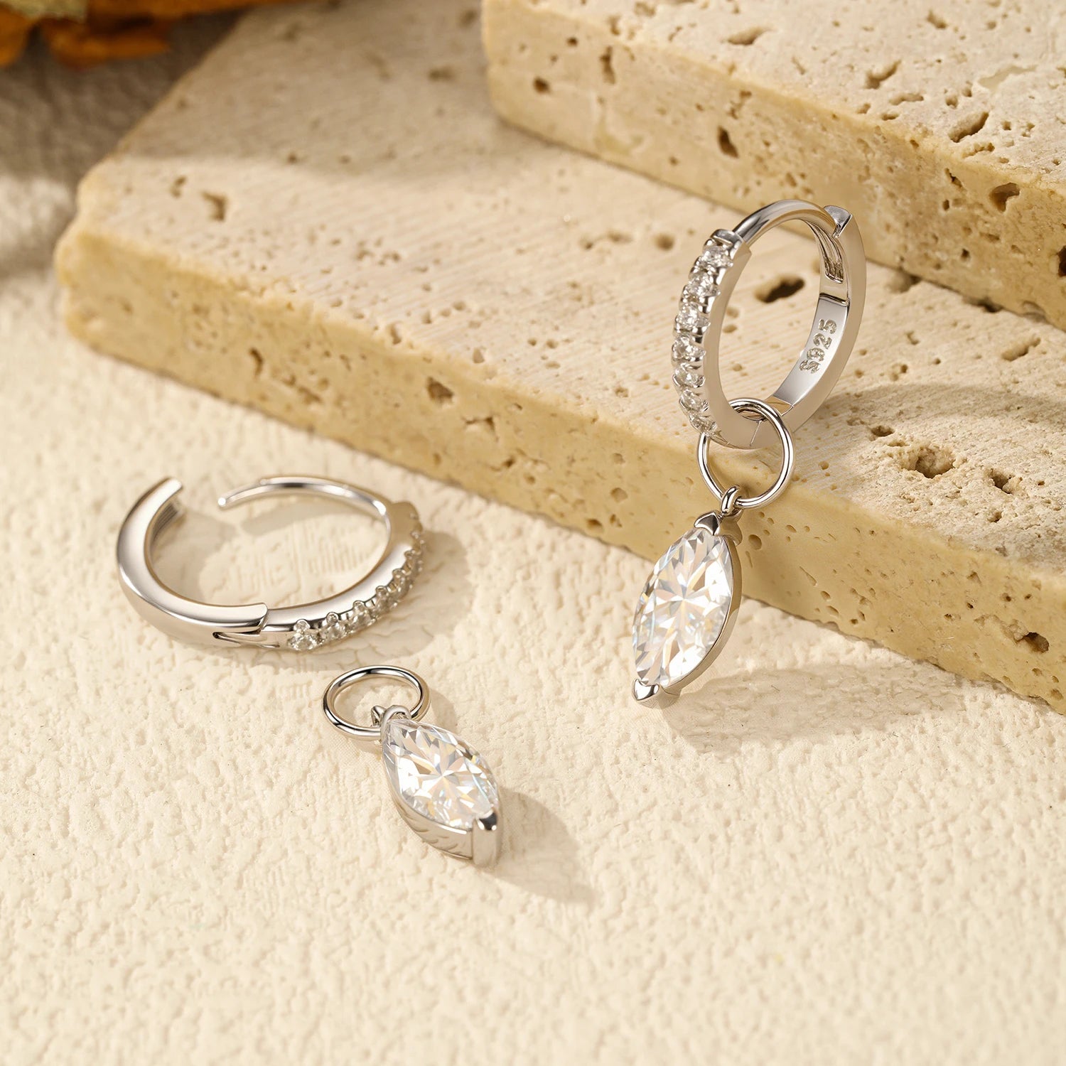 0.5Ct D Color Rhombic Moissanite Ear Buckles