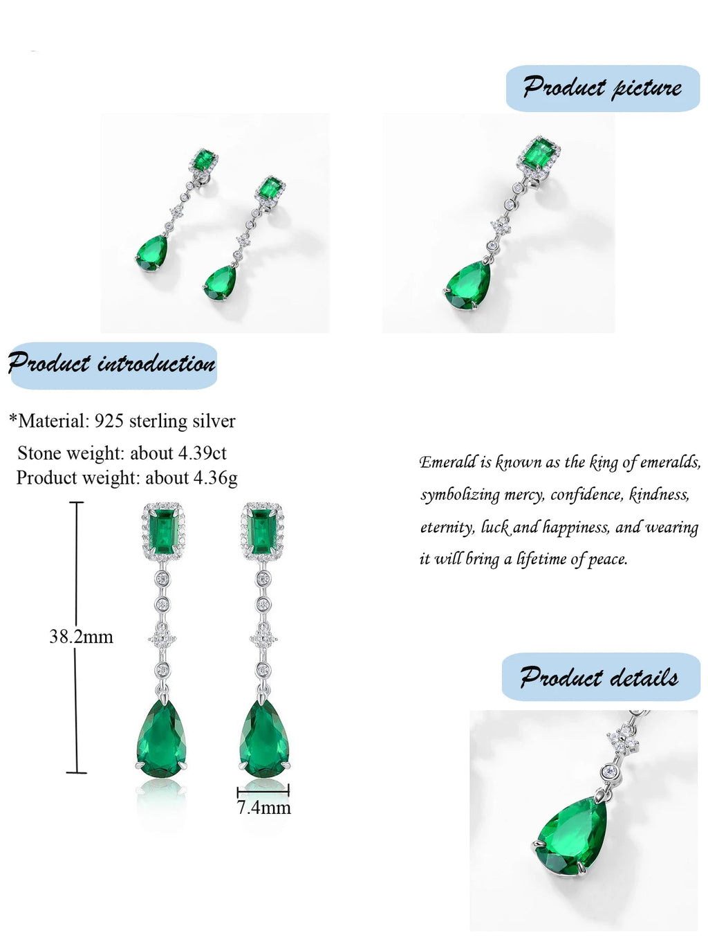 7 Carat Emerald Earring