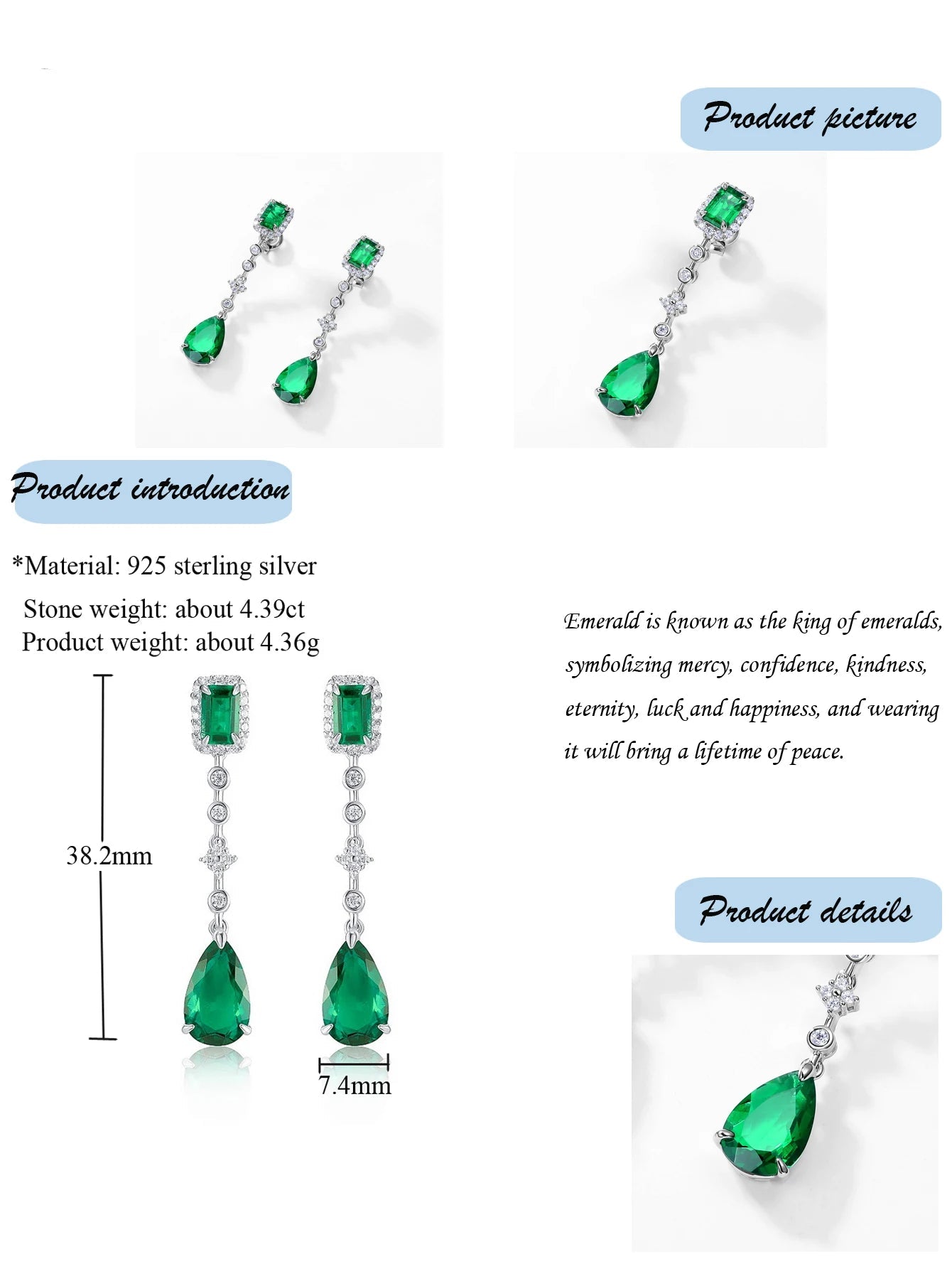 7 Carat Emerald Earring