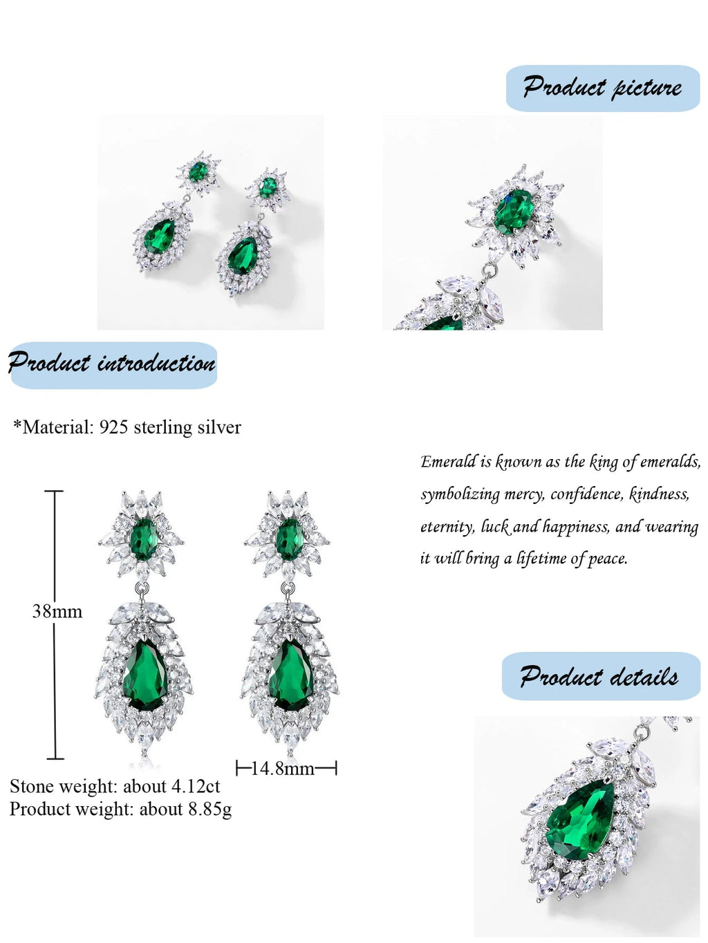 7 Carat Emerald Earring