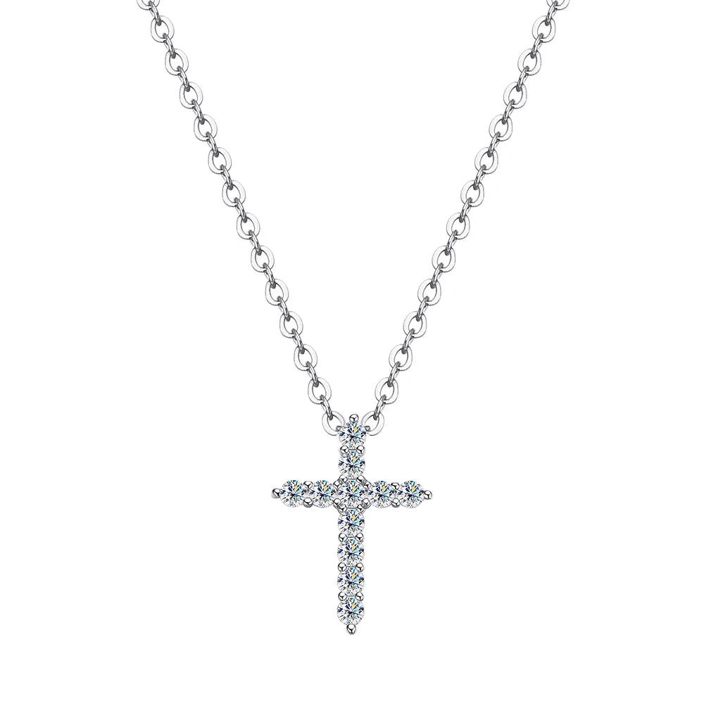 2.5-5MM Cross Moissanite Necklace