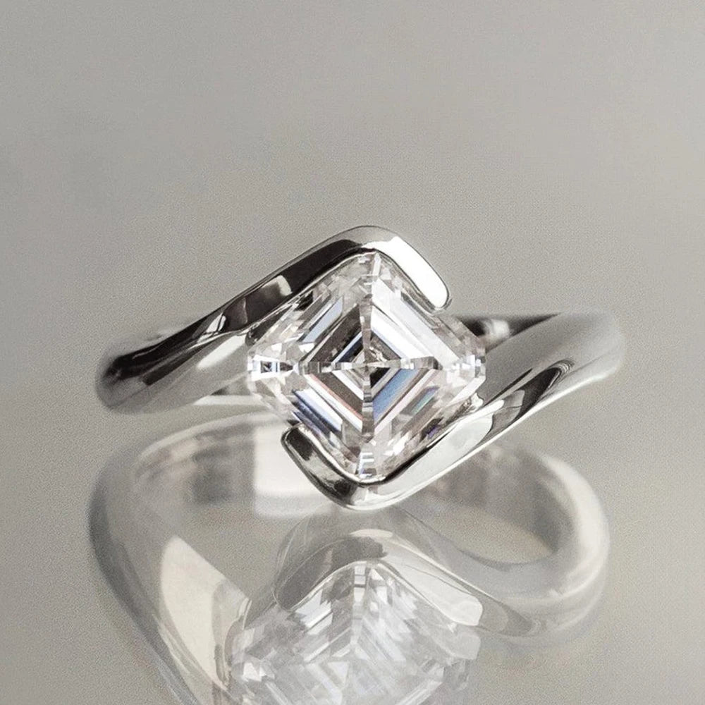 Asscher Cut Moissanite Ring