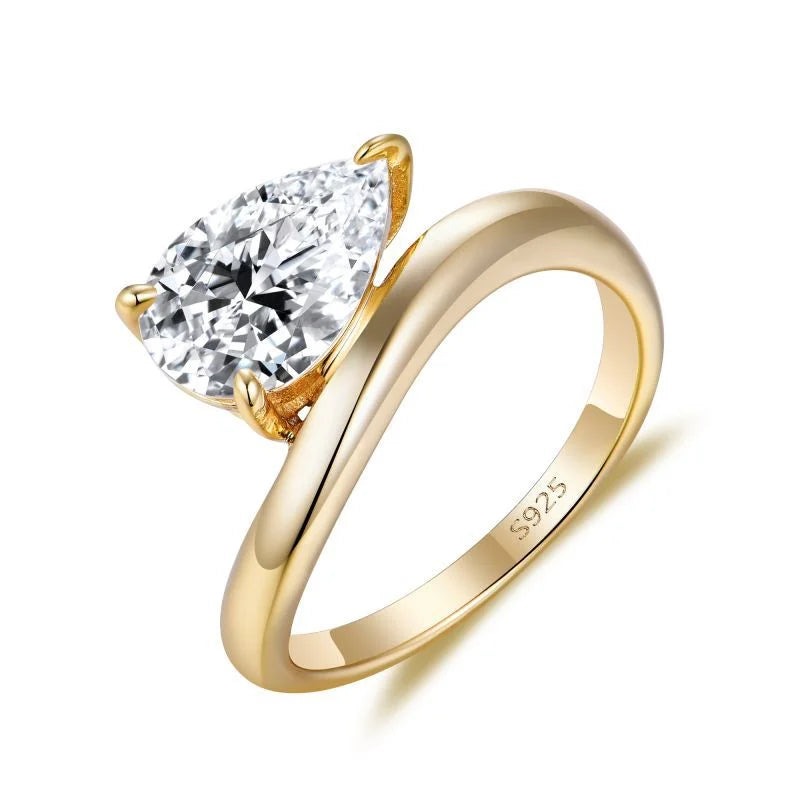 3Carat D Color Water Drop Moissanite Ring