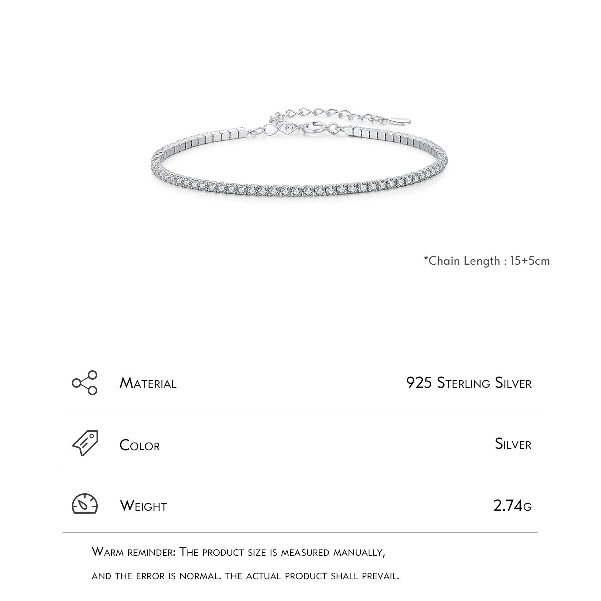 Sterling Silver Sparkling Clear CZ Bracelet