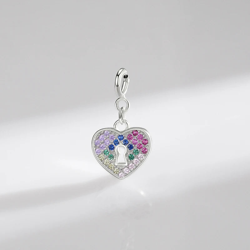 Rainbow Color Romantic Keyhole Hearts Charms