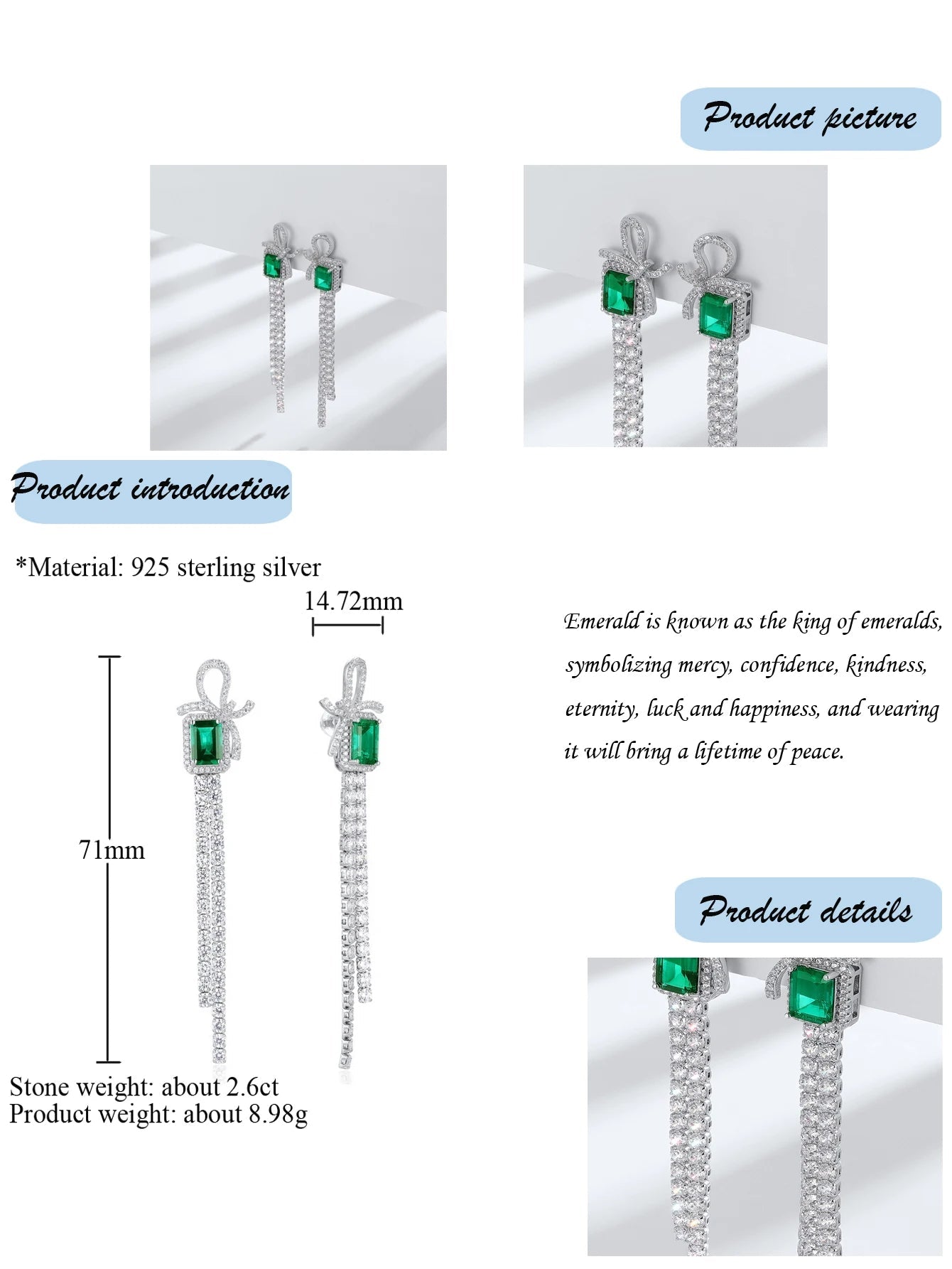 7 Carat Emerald Earring