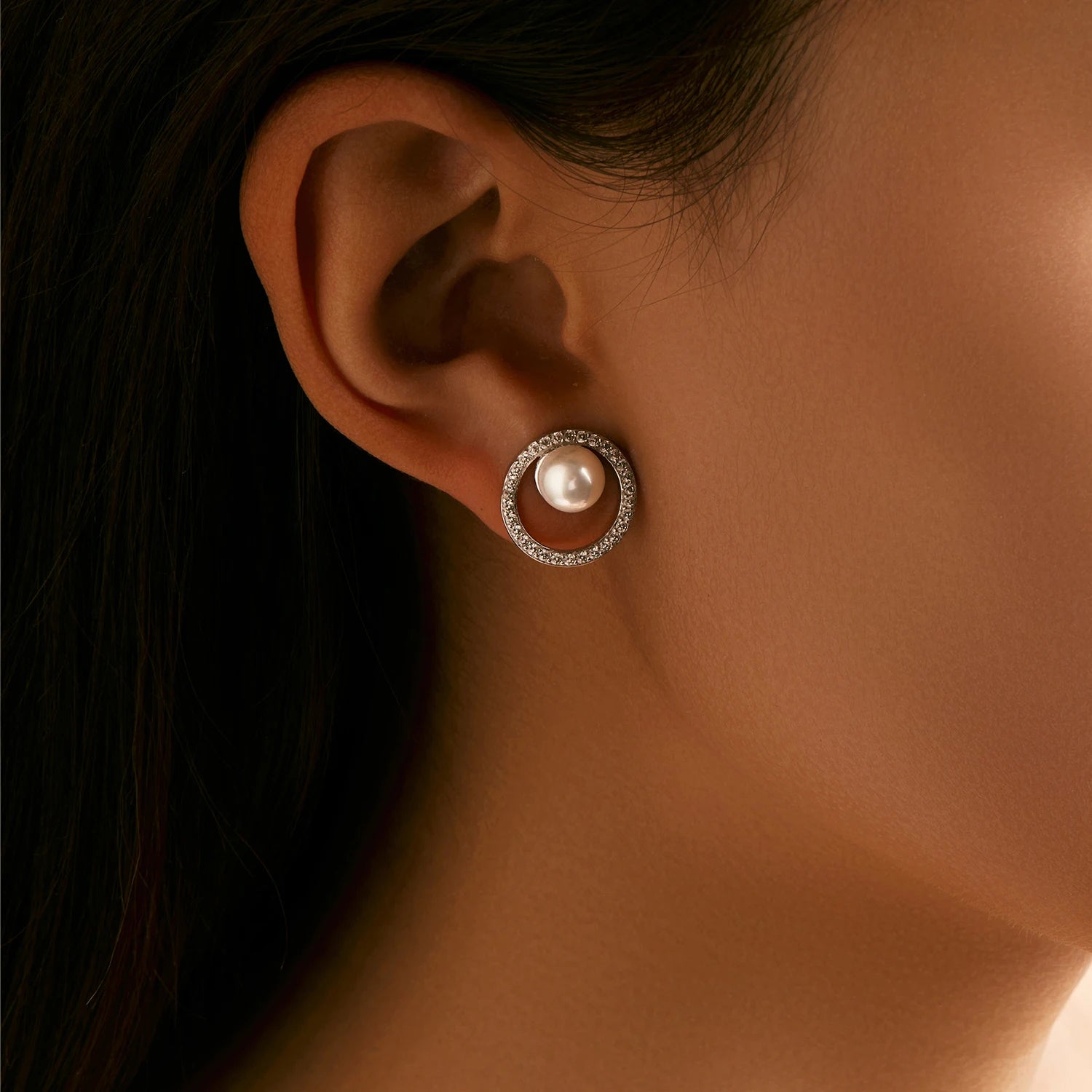 Crystal Pearl Stud Earrings
