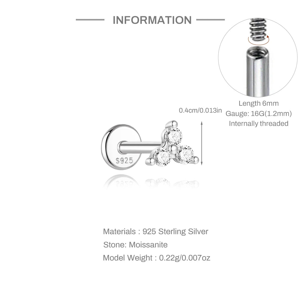 Moissanite Threaded Stud Earring