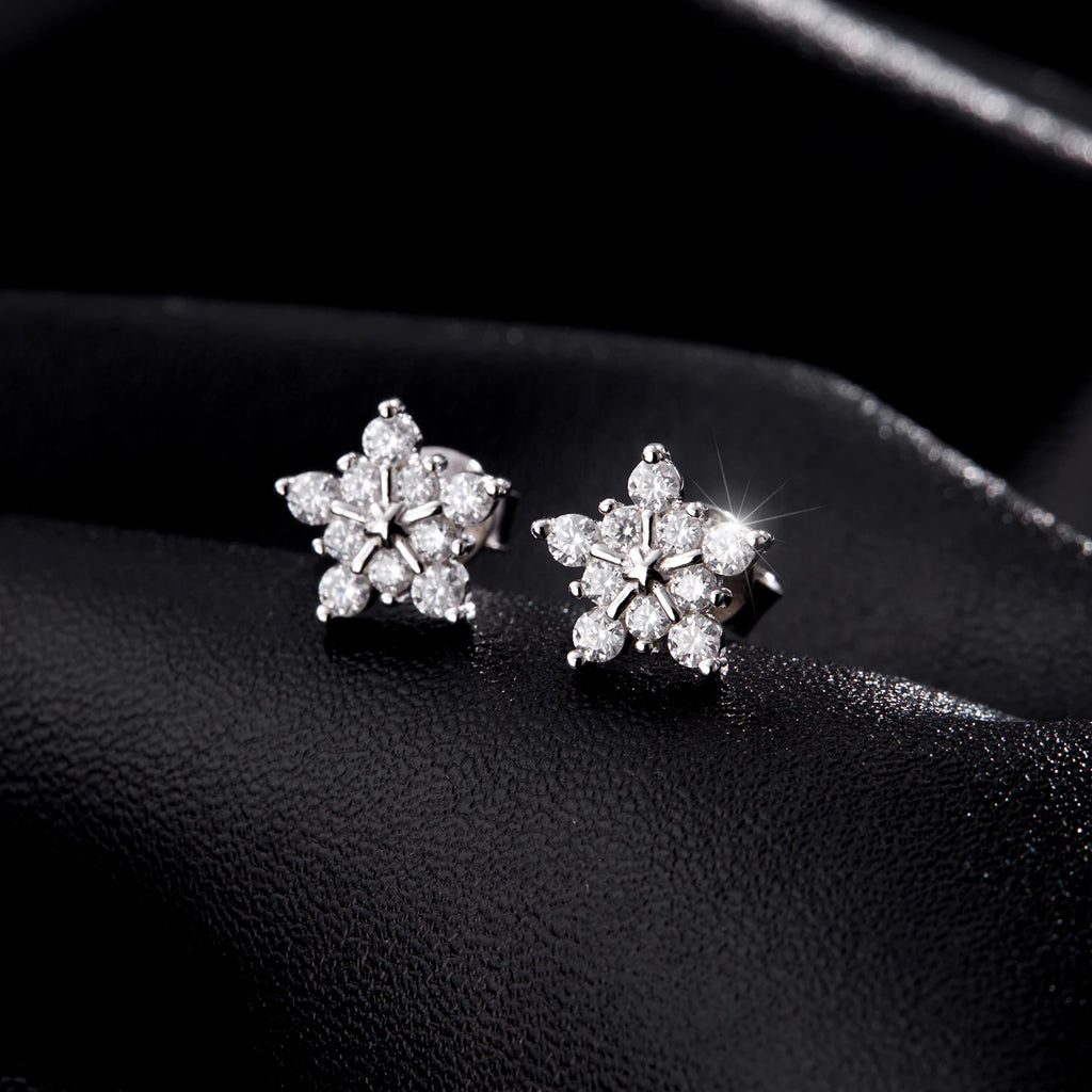Snowflake Stud Earrings - MOISSANITE