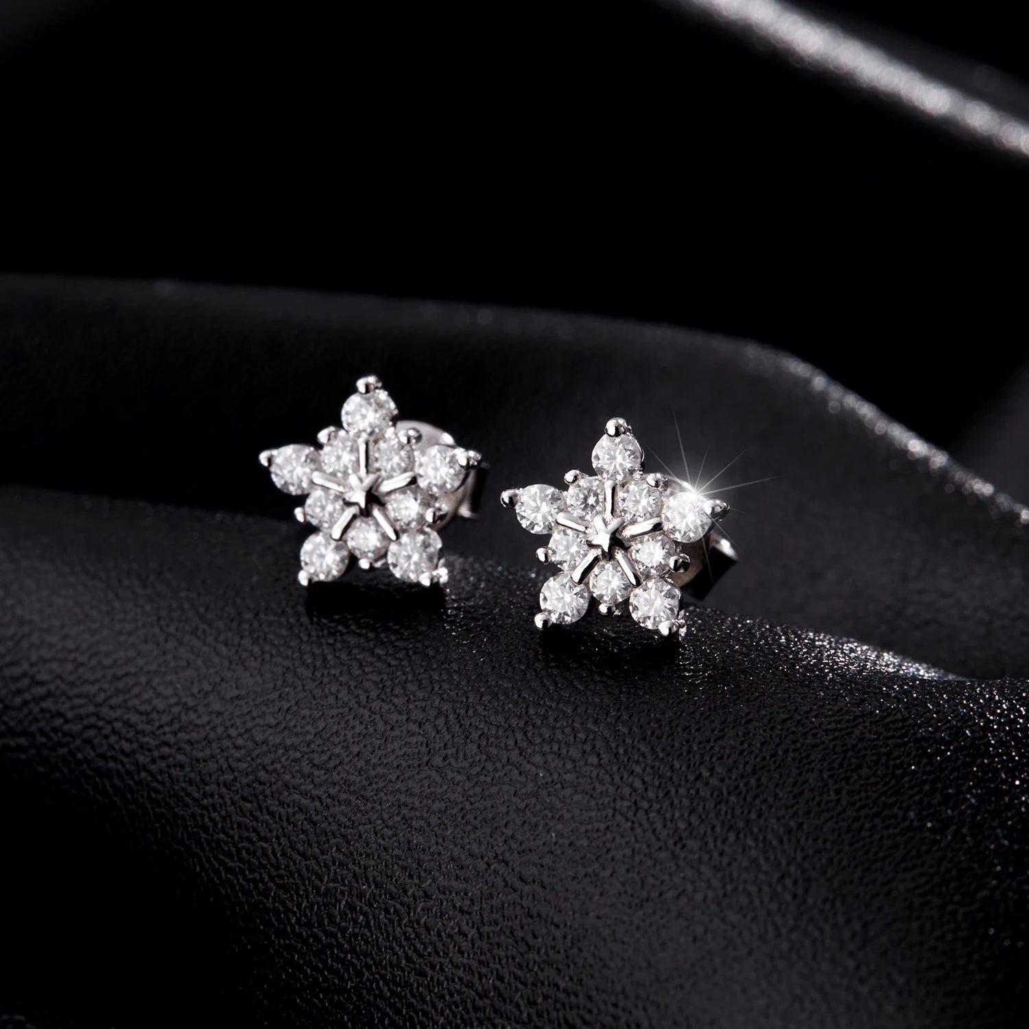 Boucles d'oreilles à tige flocon de neige - MOISSANITE