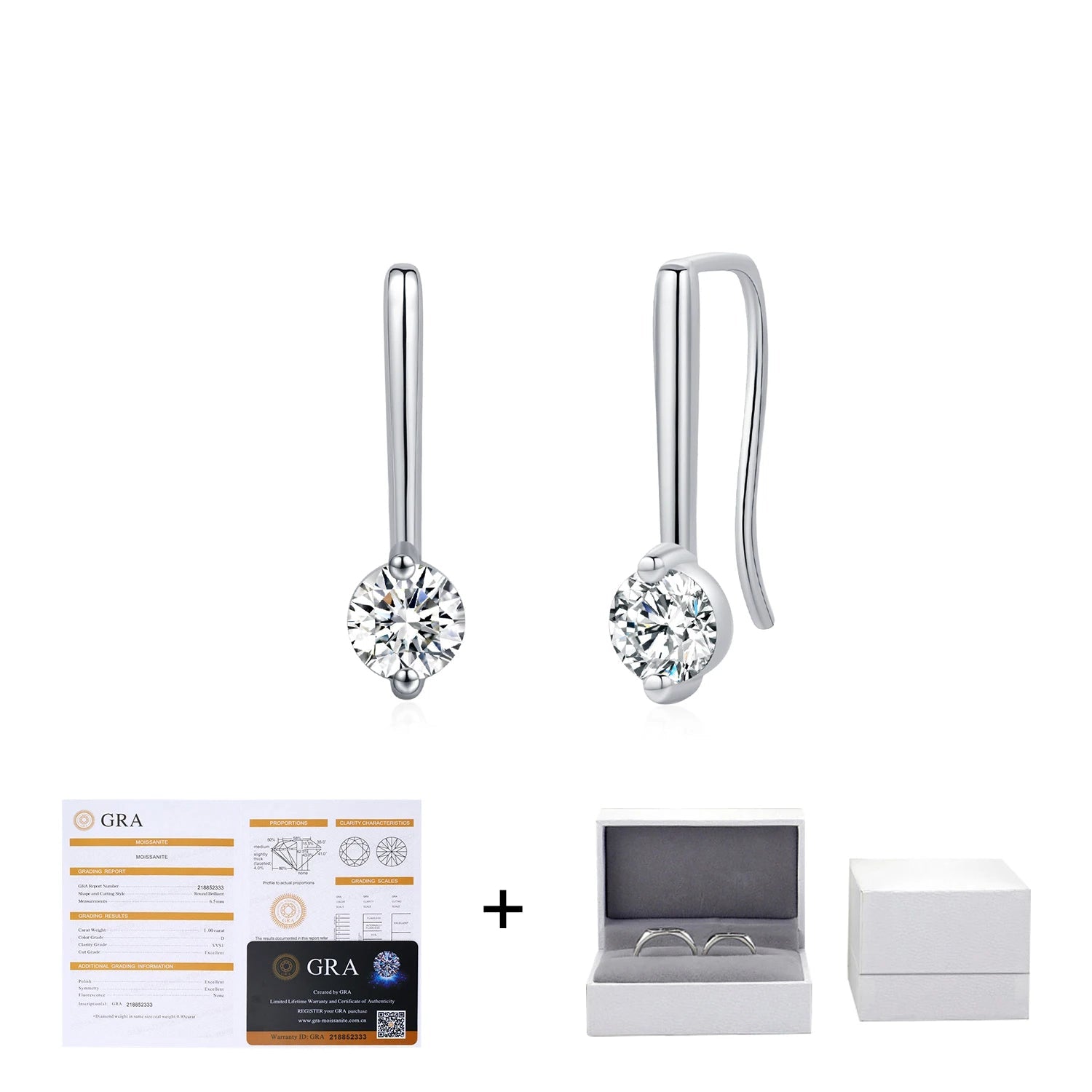 Boucles d'oreilles pendantes scintillantes en moissanite couleur D