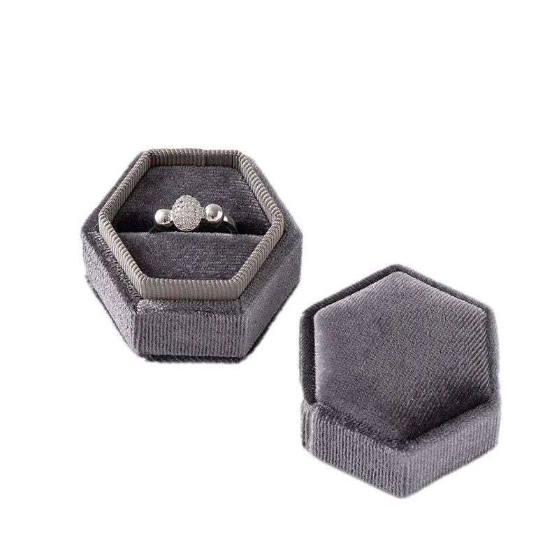 Velvet Hexagon Single Slot Ring