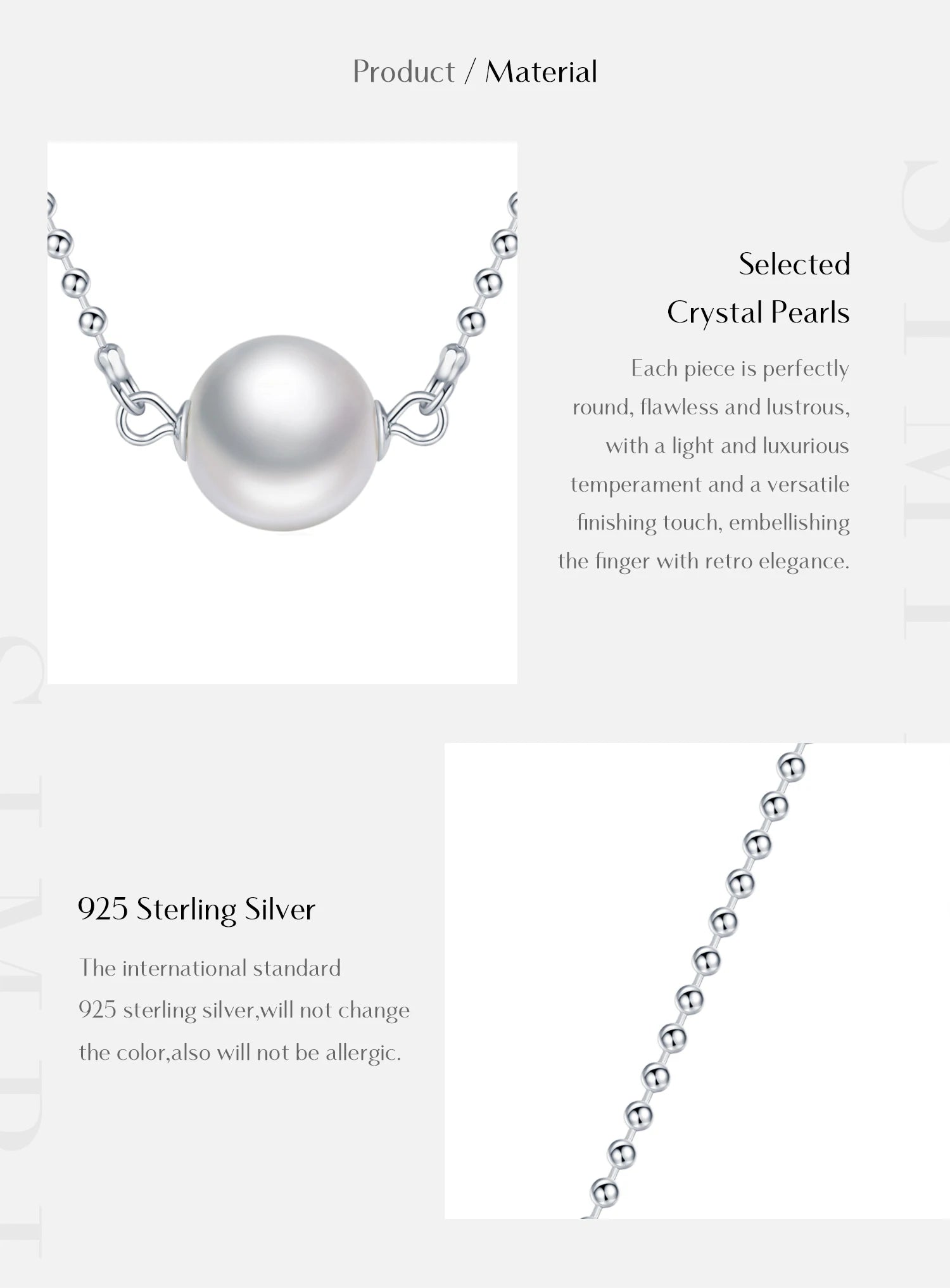 Collier élégant en perles de cristal 