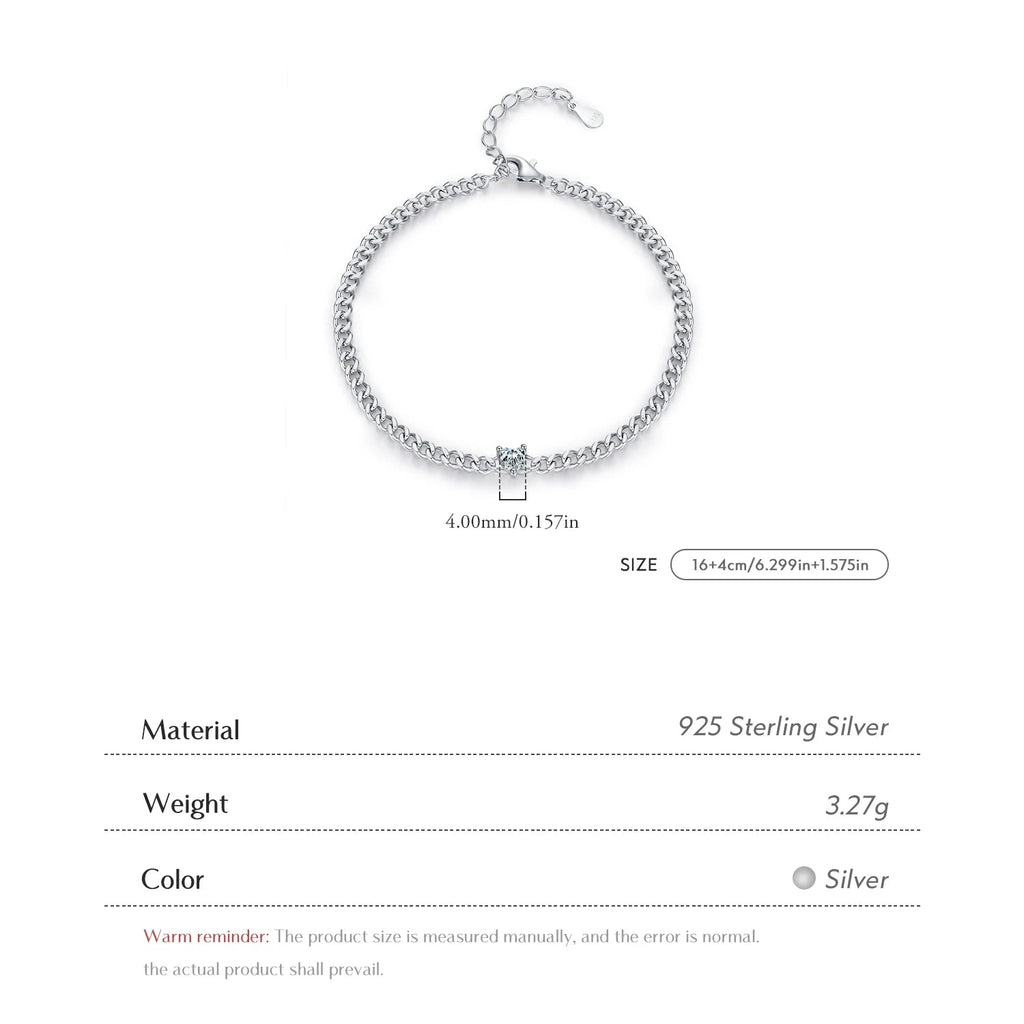 Sparkling Heart Clear Adjustable Chain Bracelet