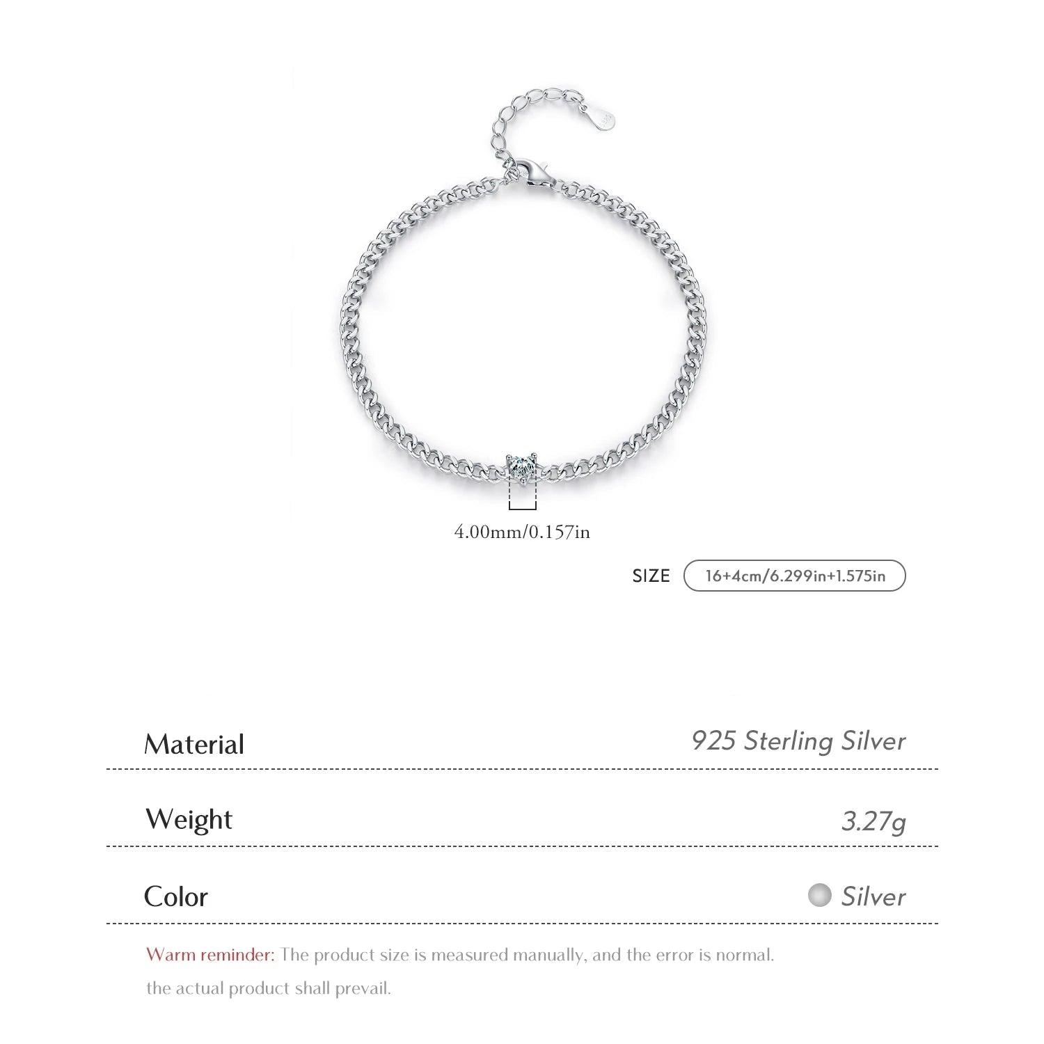 Sparkling Heart Clear Adjustable Chain Bracelet