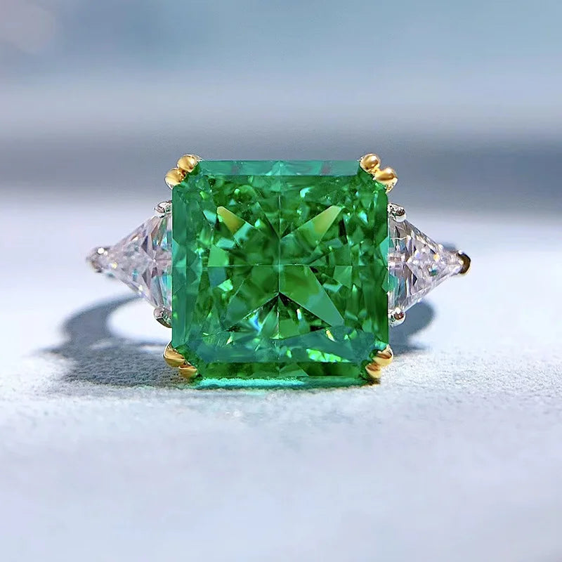 Emerald High Carbon Diamond Ring