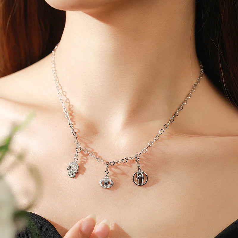 Blue Zirconia Eyes Pendant