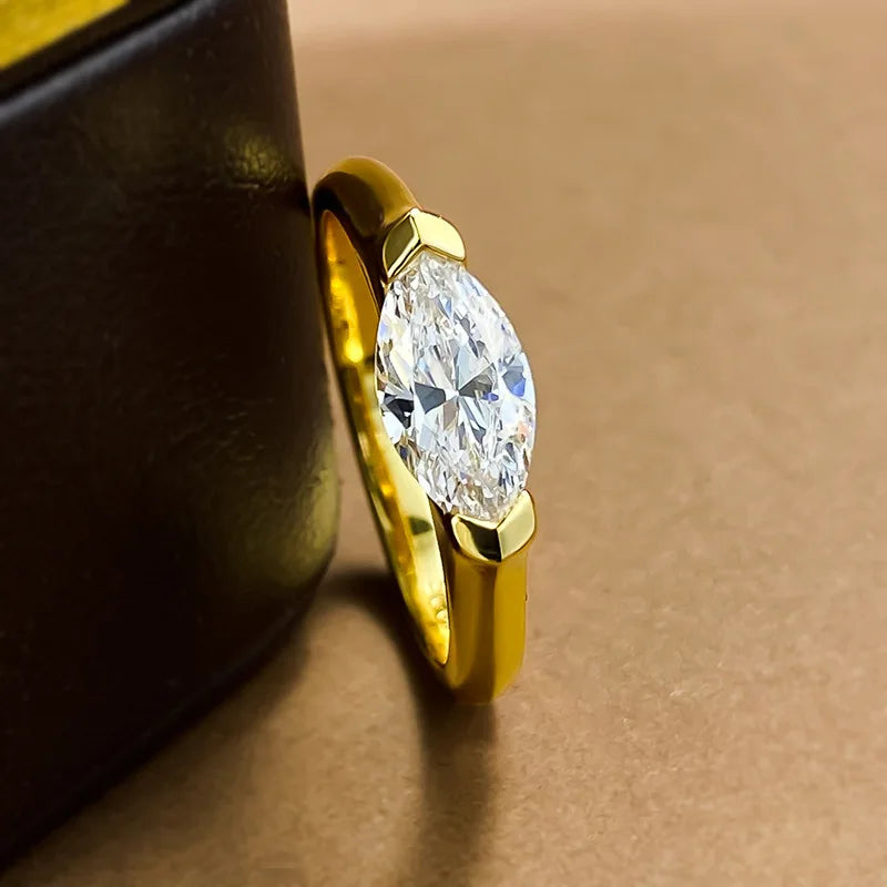 1CT Marquise Cut Moissanite Ring