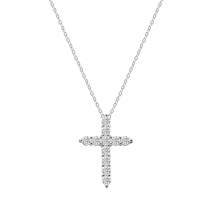 2.5-5MM Cross Moissanite Necklace
