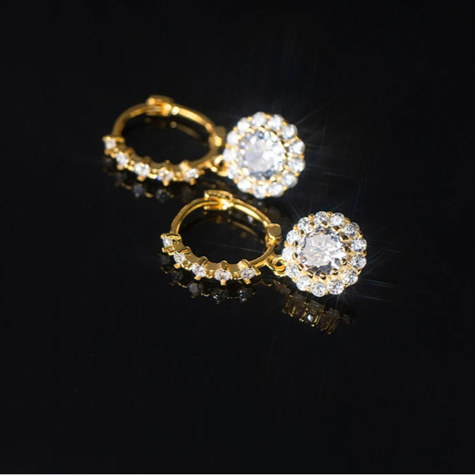 Round Zirconia Dangle Earrings