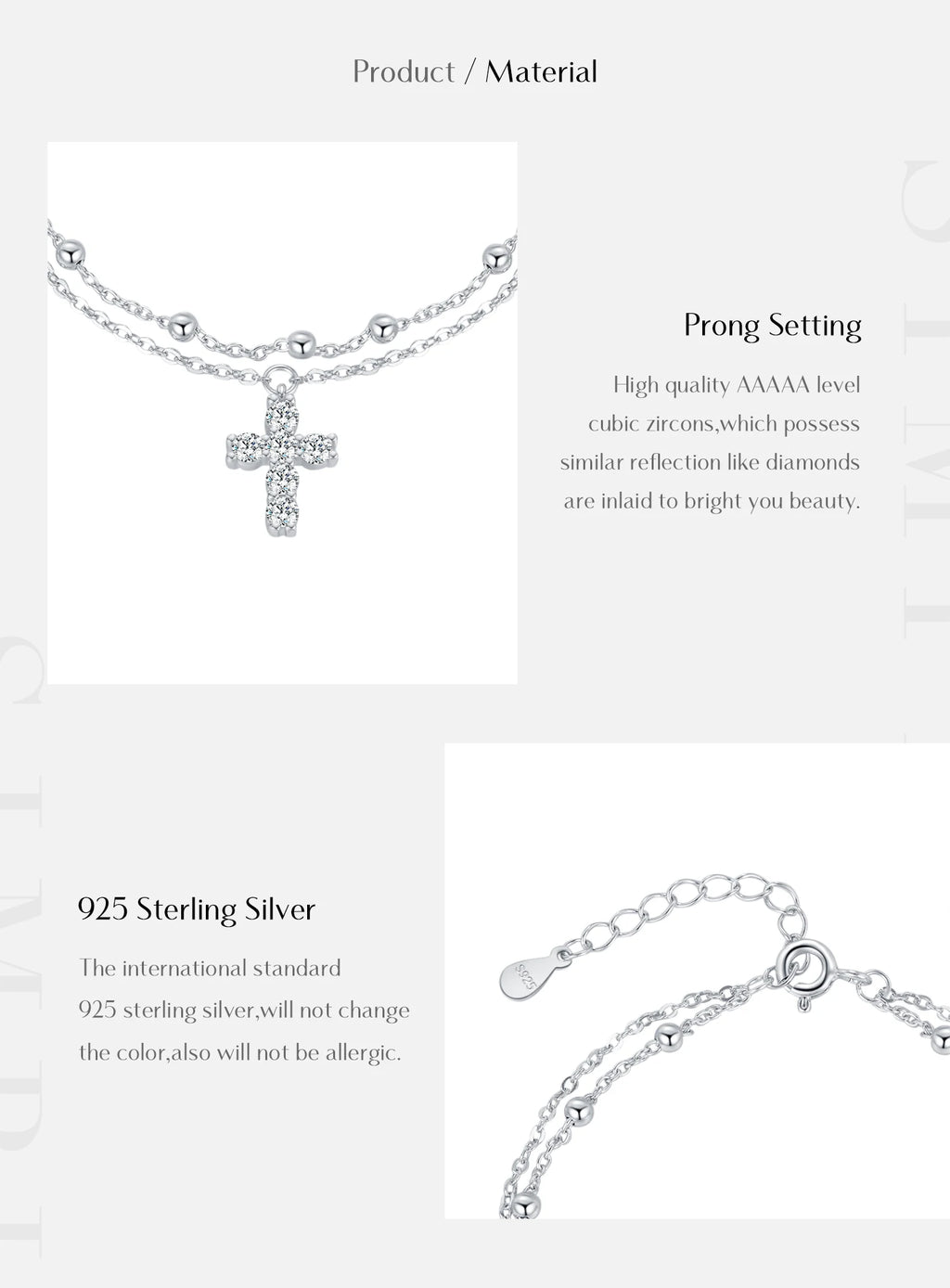 Exquisite Cross Bracelet - Double Layer Link Chain