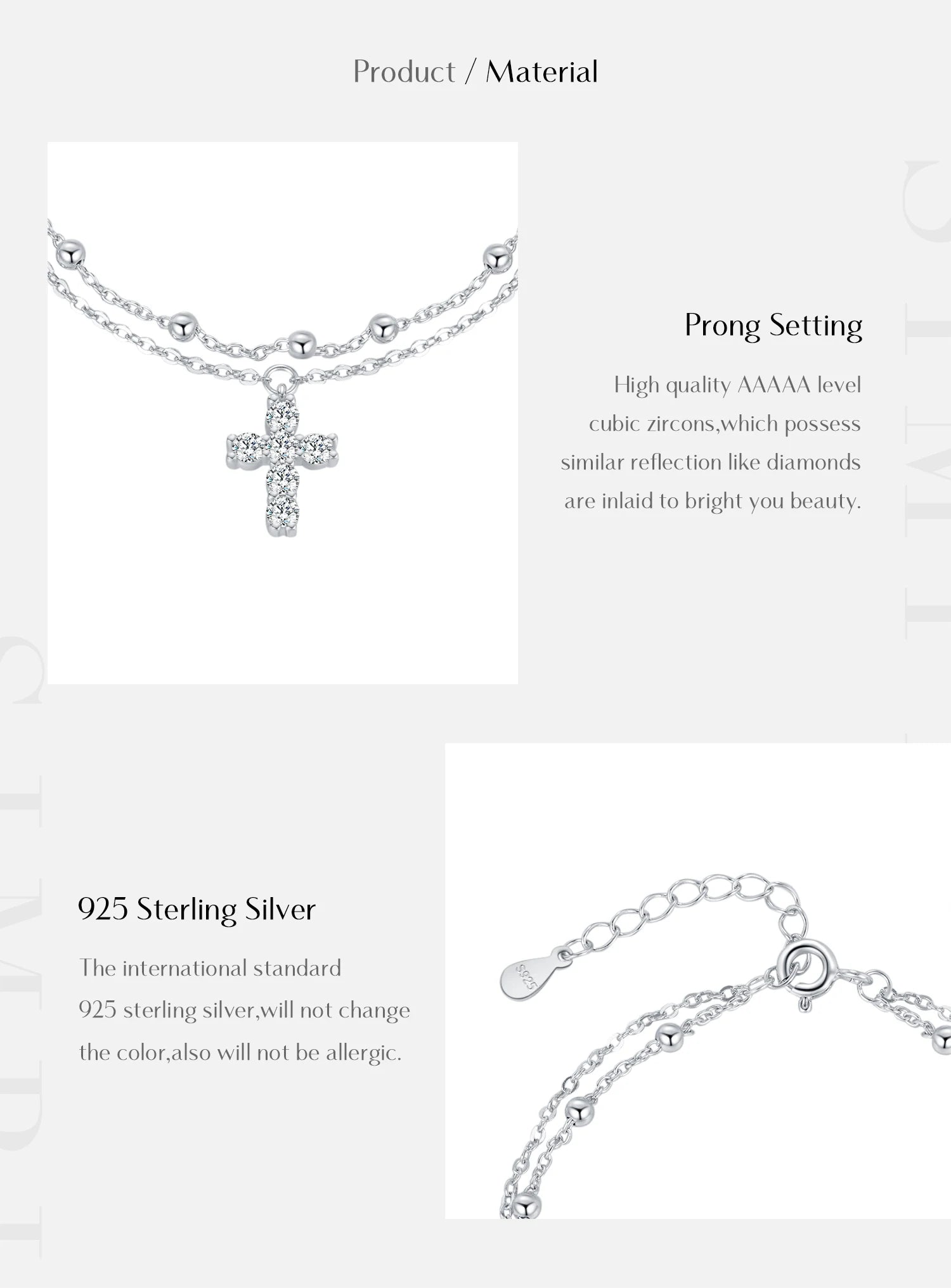 Exquisite Cross Bracelet - Double Layer Link Chain