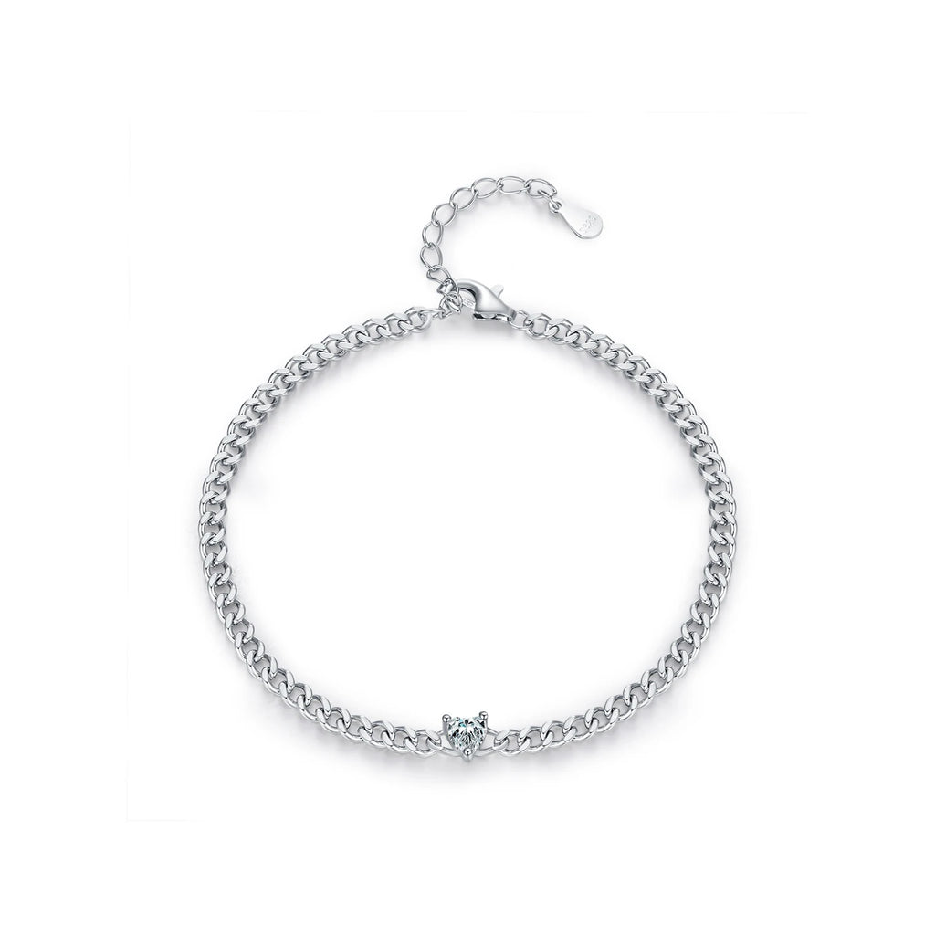 Sparkling Heart Clear Adjustable Chain Bracelet