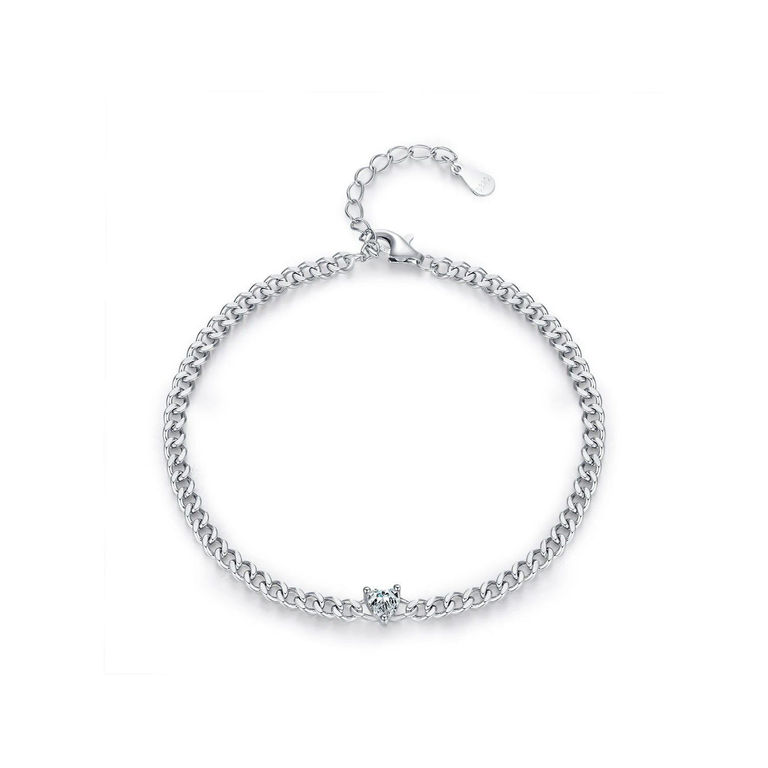 Sparkling Heart Clear Adjustable Chain Bracelet