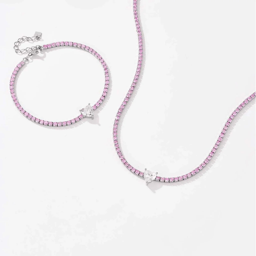 Collier ras du cou et bracelet en forme de cœur 