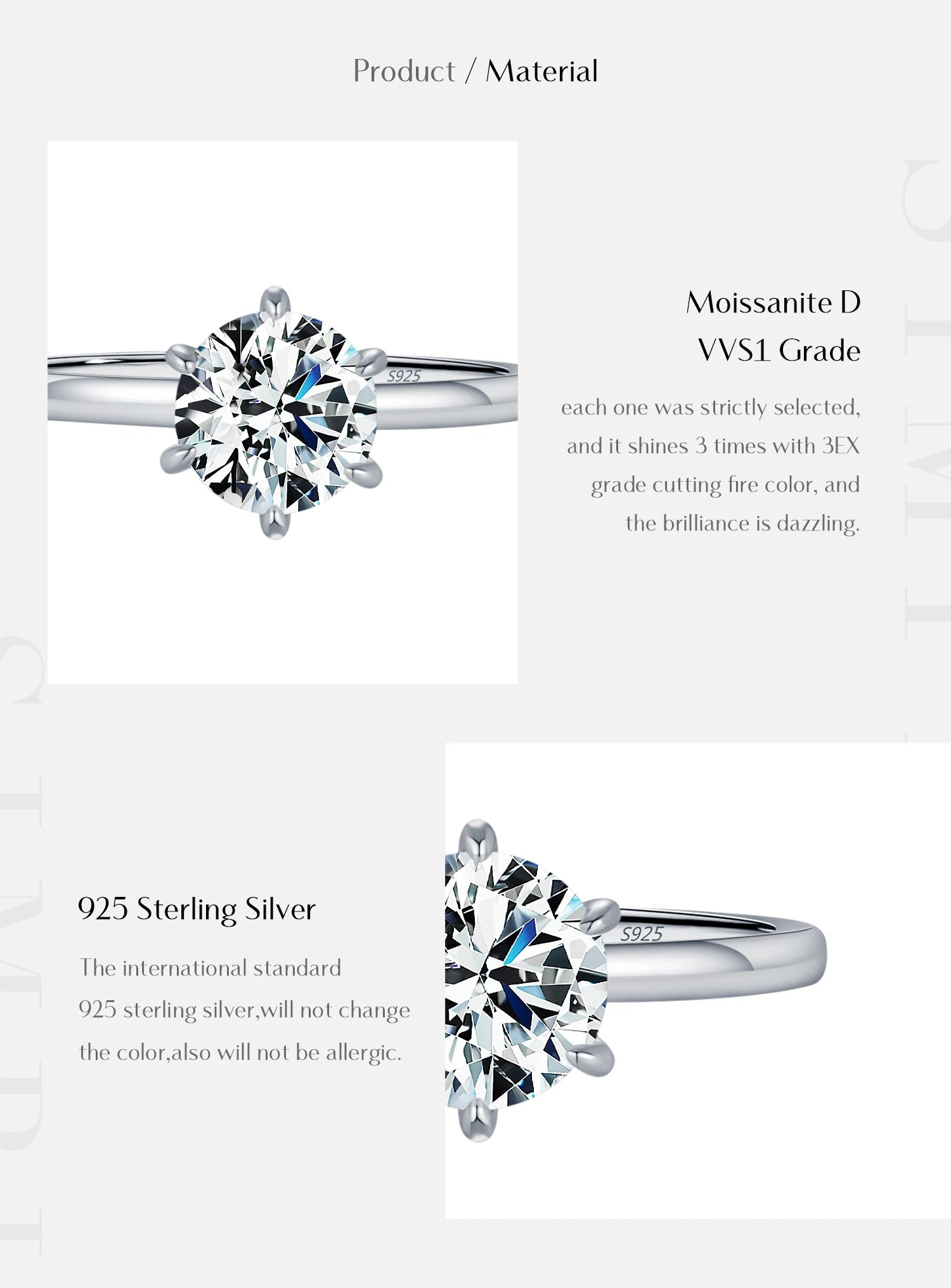 1CT Moissanite Ring