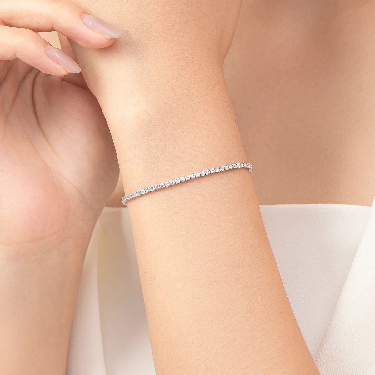 Sterling Silver Sparkling Clear CZ Bracelet