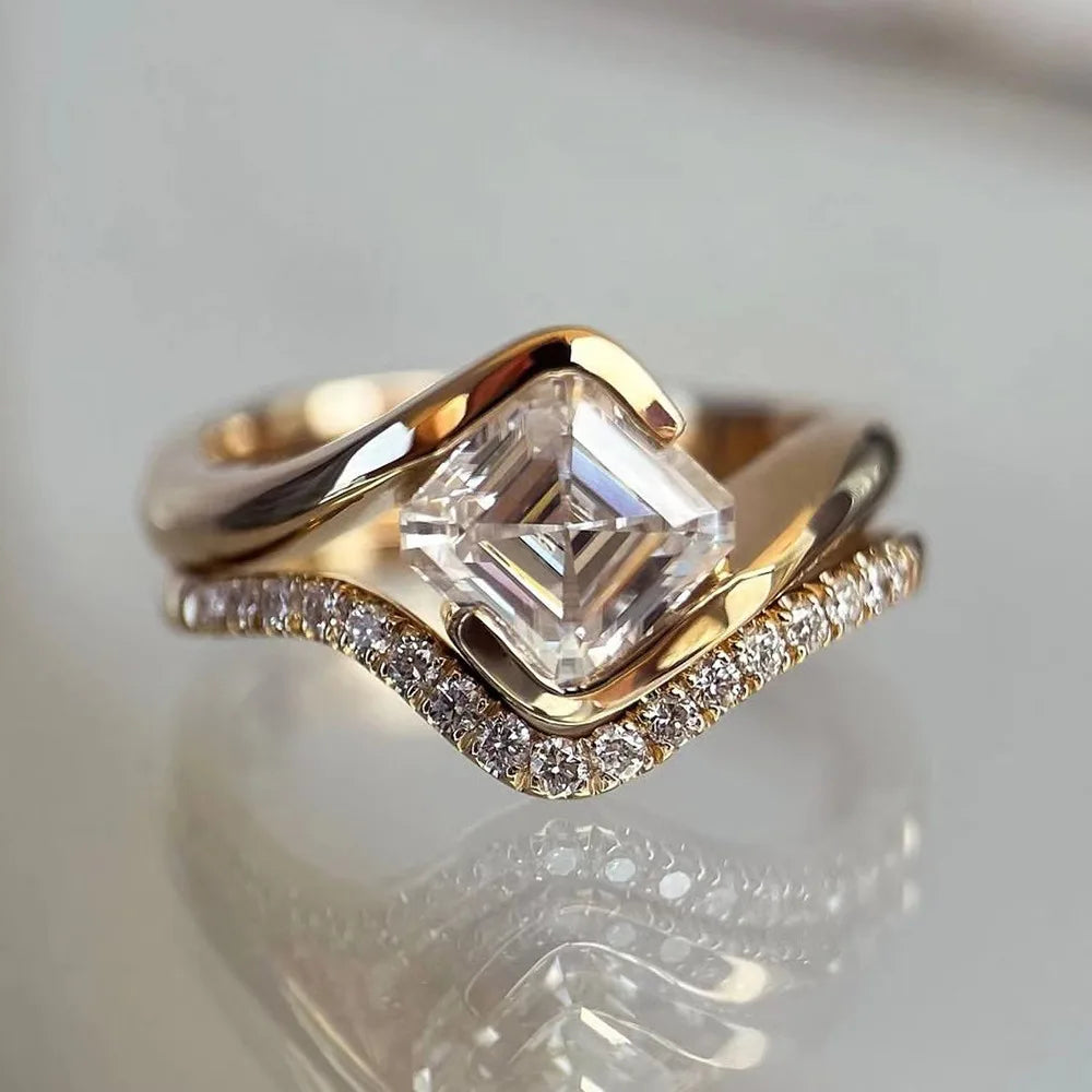Asscher Cut Moissanite Ring