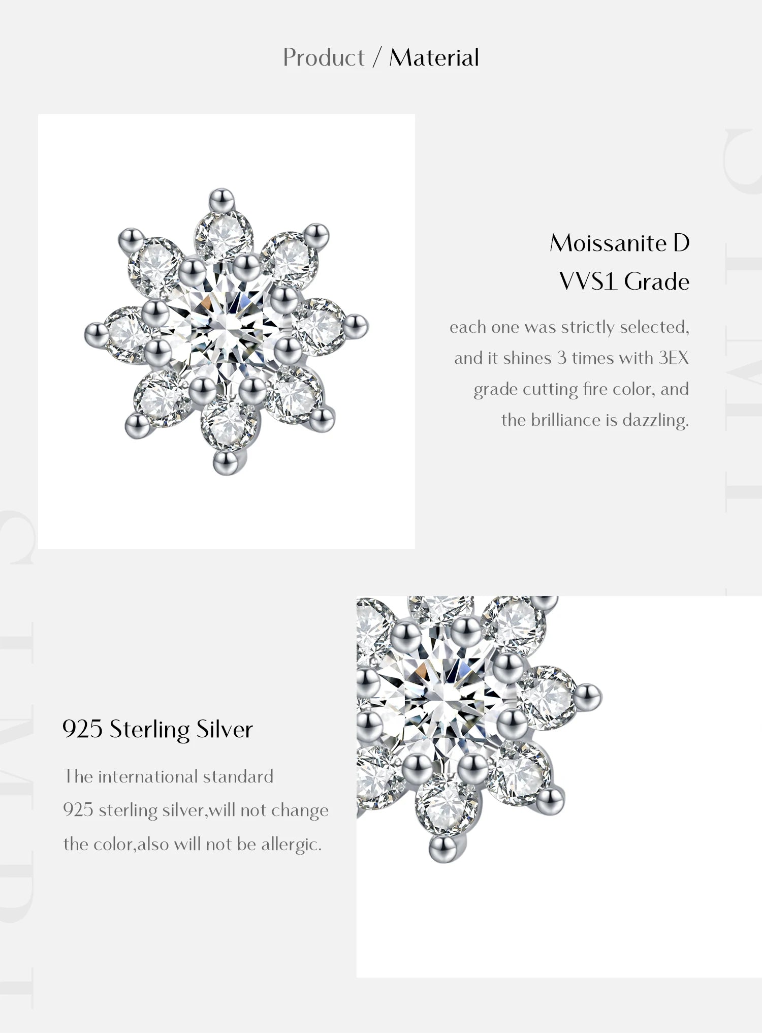 VVS1 D Color Moissanite Stud Earrings