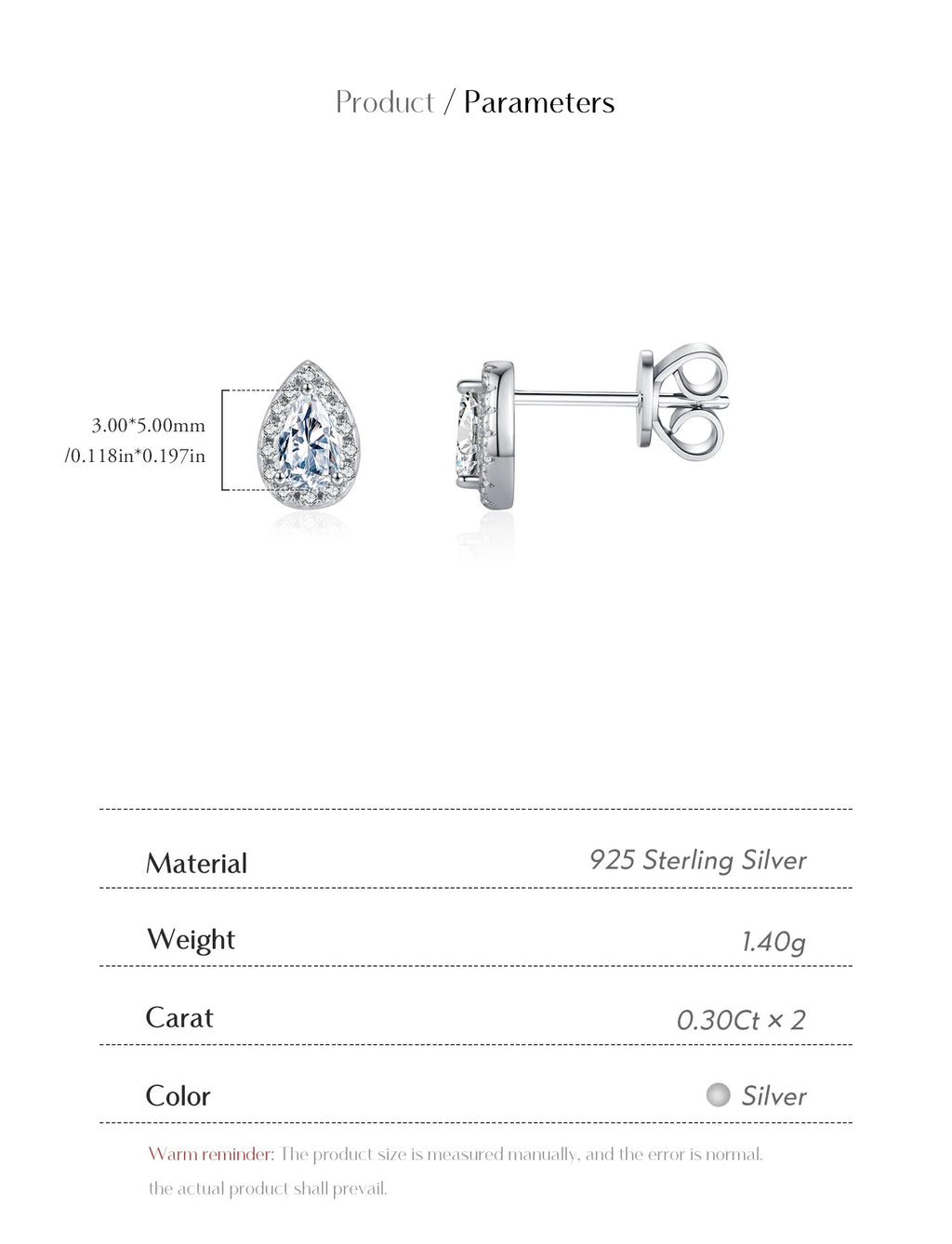 Pear Cut Moissanite Stud Earrings