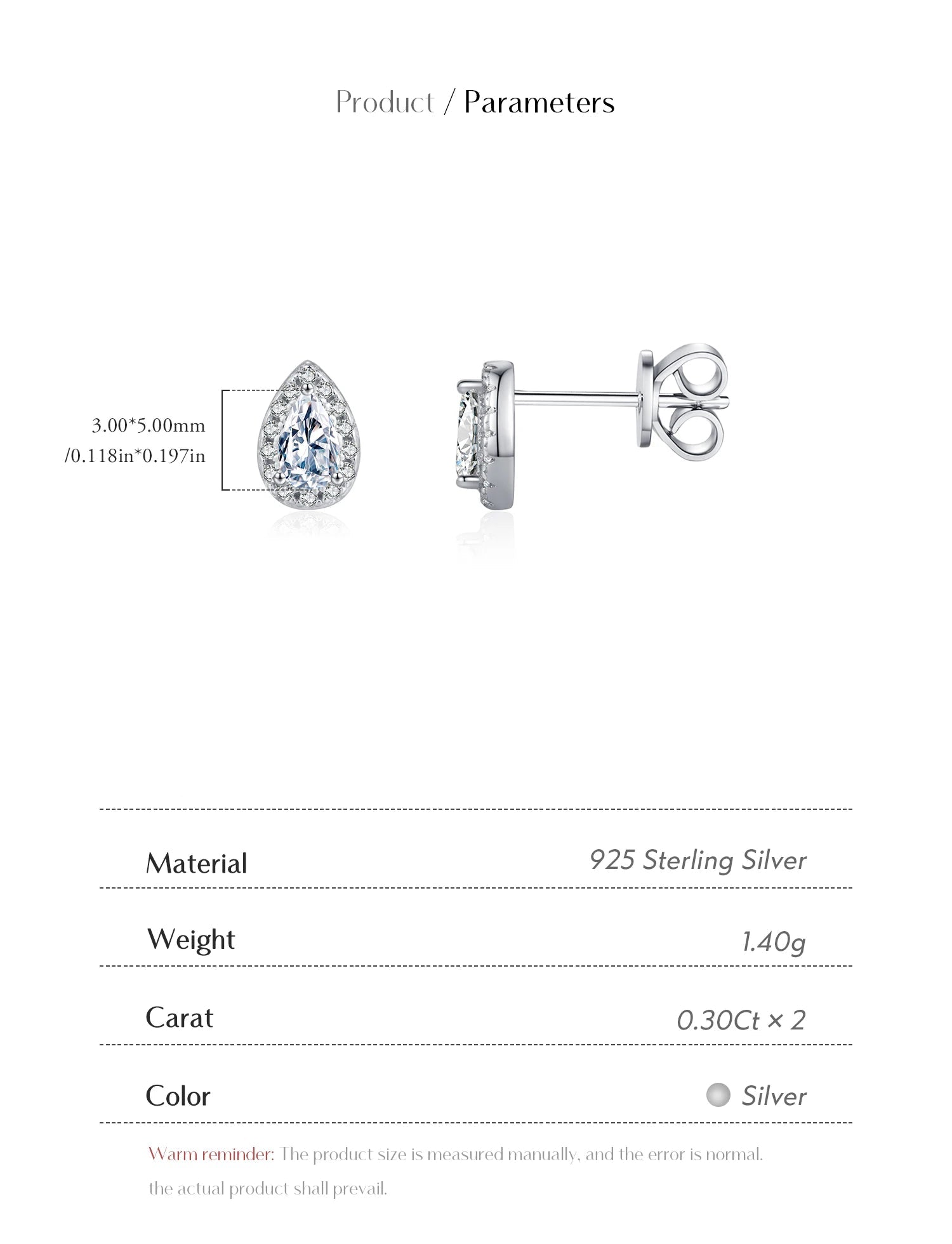 Pear Cut Moissanite Stud Earrings