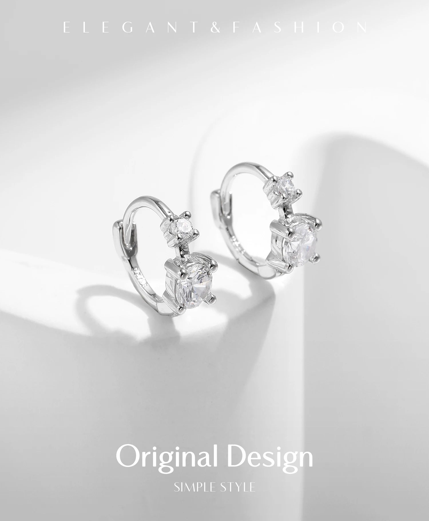Silver Classic Stackable Tiny Round CZ Hoop Earrings