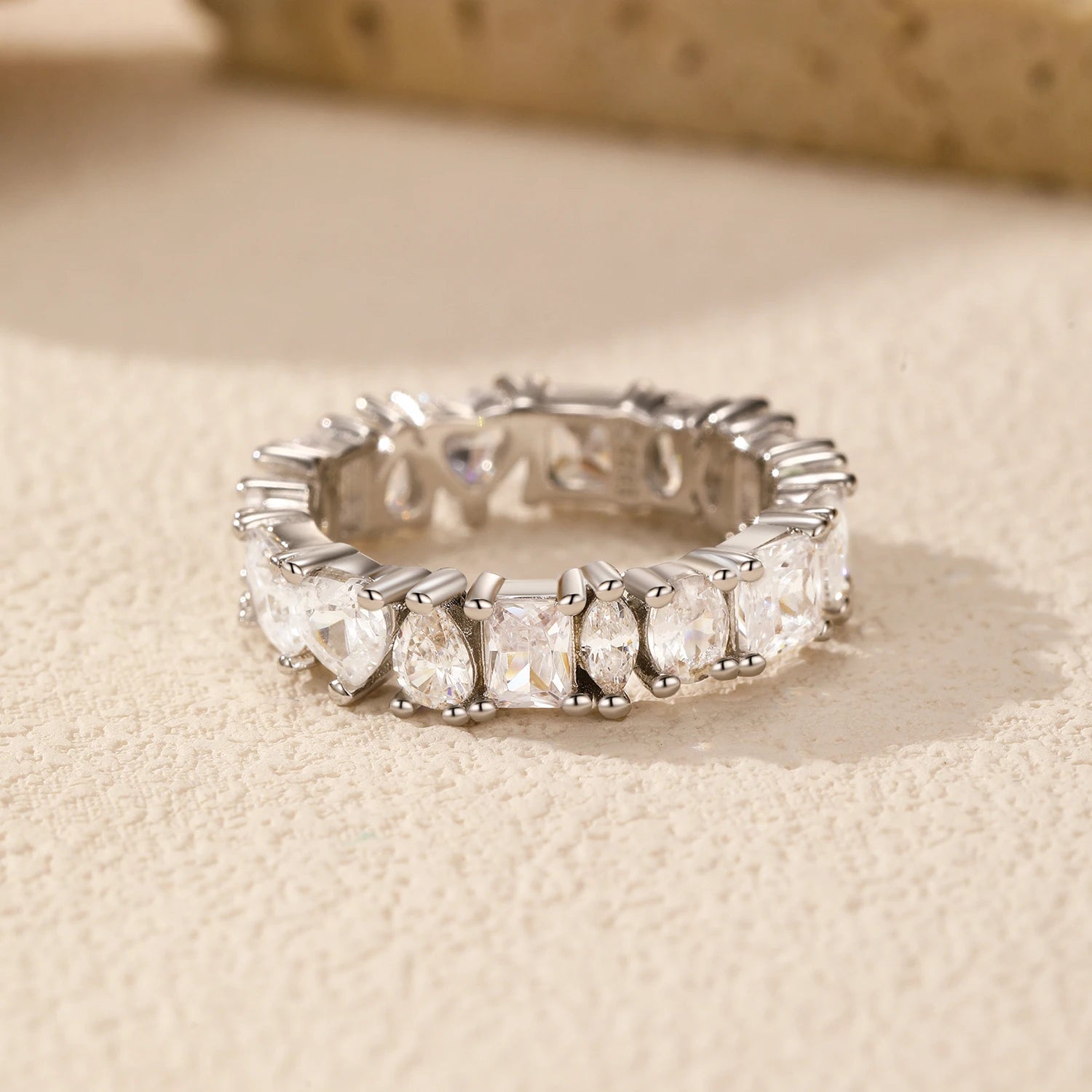 Geometric Water Drop Eternity Ring