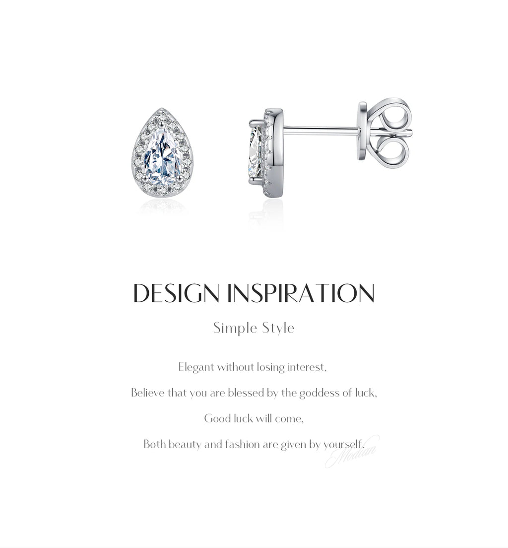 Pear Cut Moissanite Stud Earrings