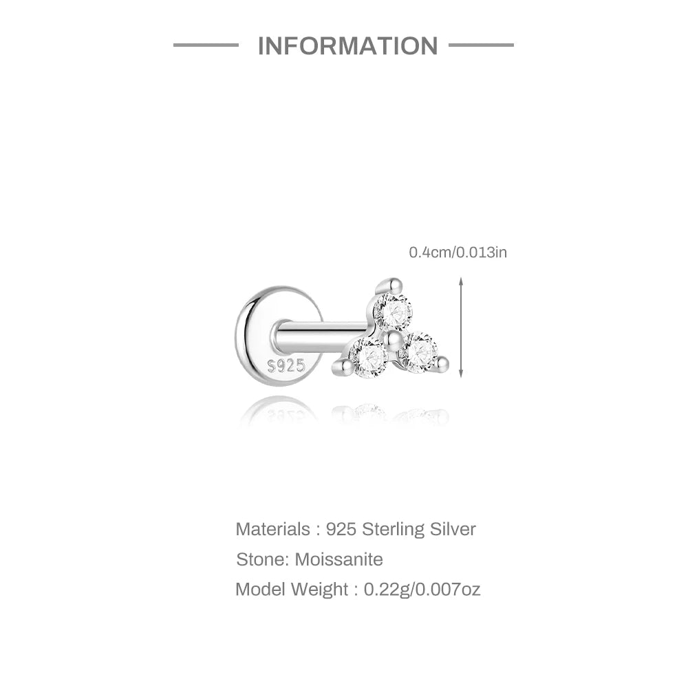 Moissanite Threaded Stud Earring