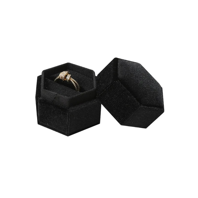Vintage Octagon Square Velvet  Ring Box