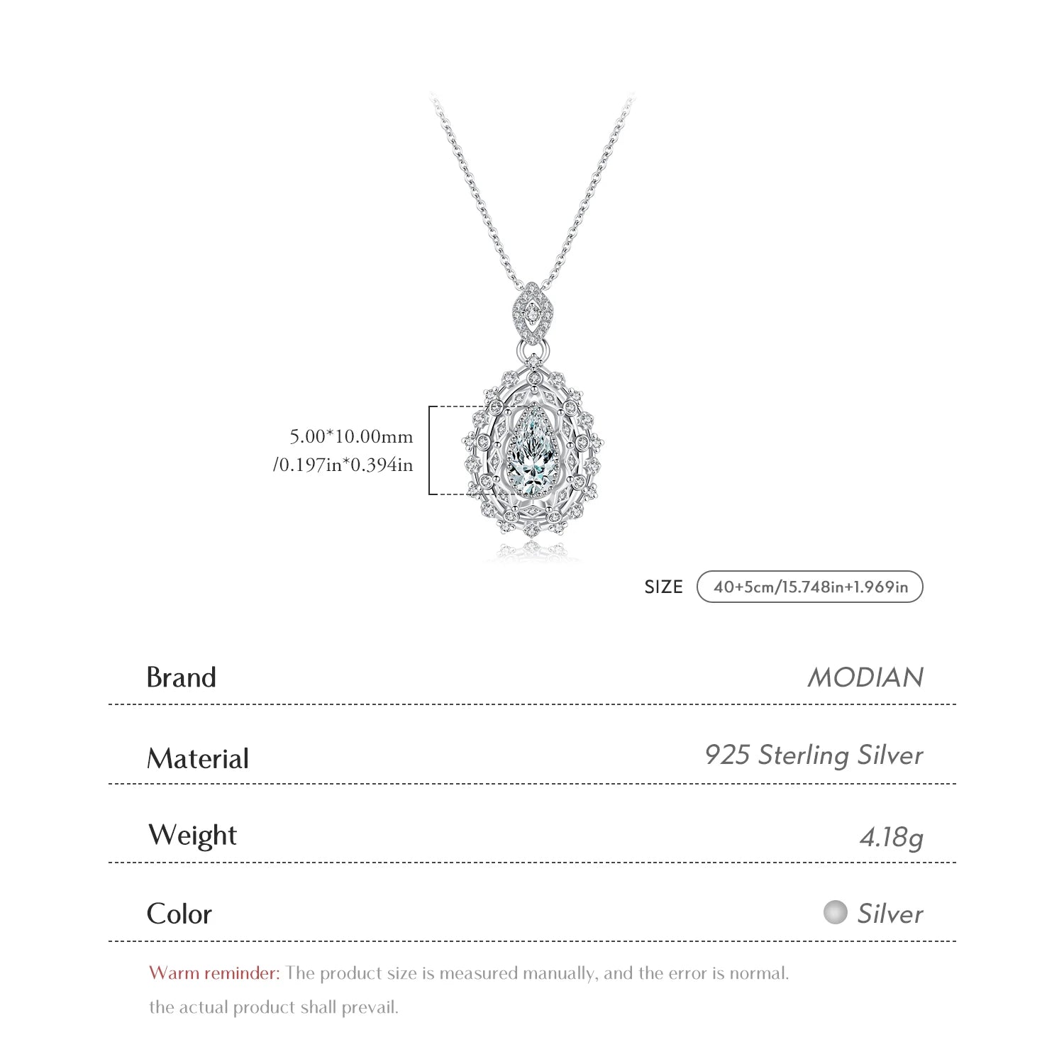 Collier goutte d'eau 