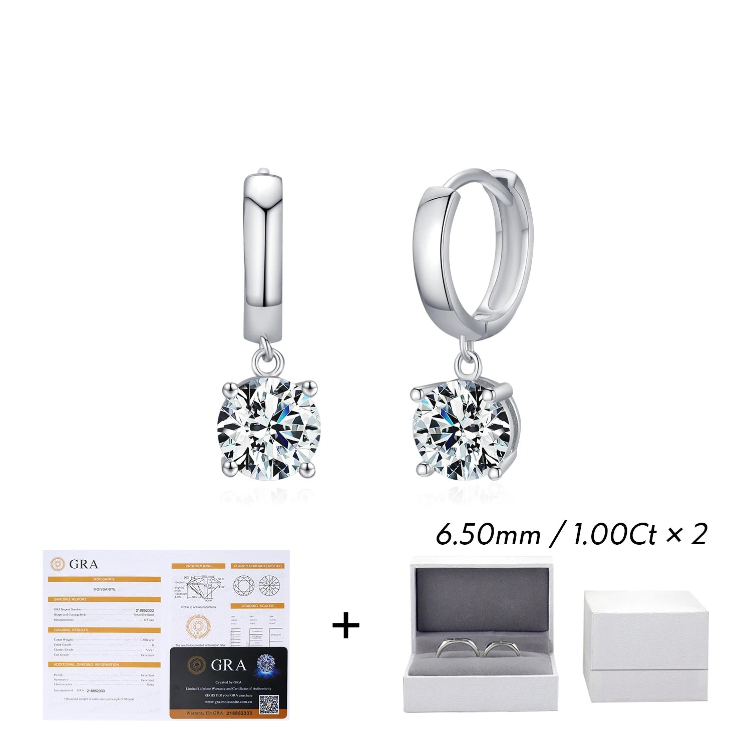 1.0CT D Color Moissanite Hoop Earrings