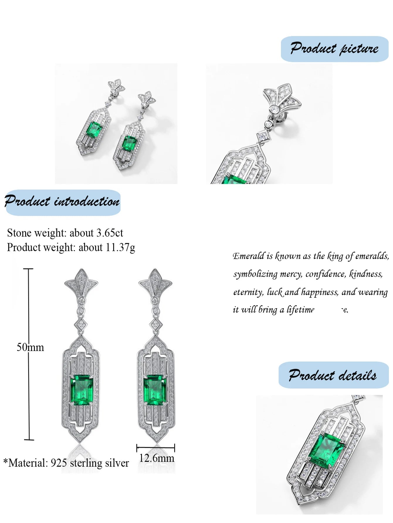 7 Carat Emerald Earring