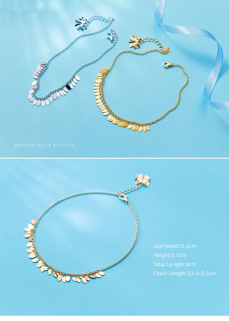Oval Light Tassel Anklet